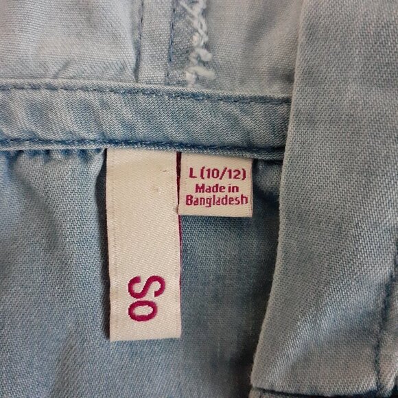 SO Girls Large Chambray Ombre Hooded Shirt - Picture 5 of 9